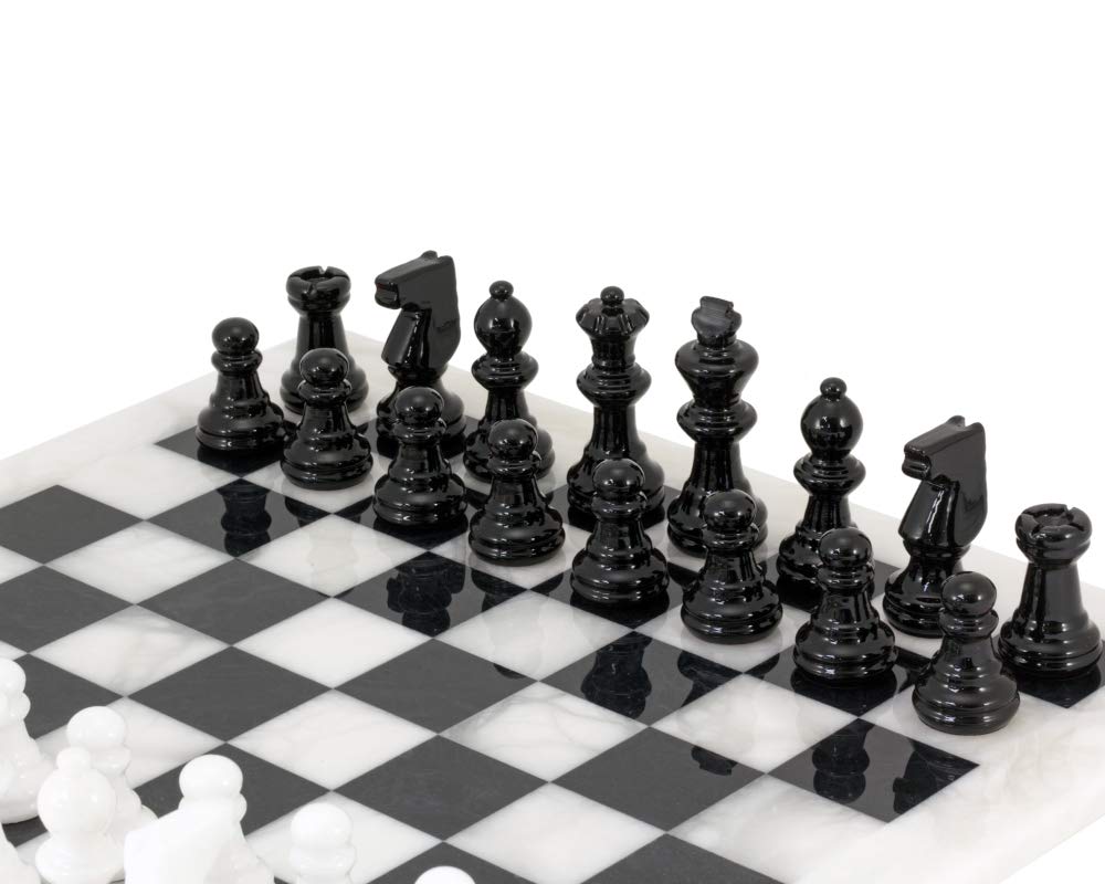 Blanco y Negro Alabastro Juego De Ajedrez 36.8cm