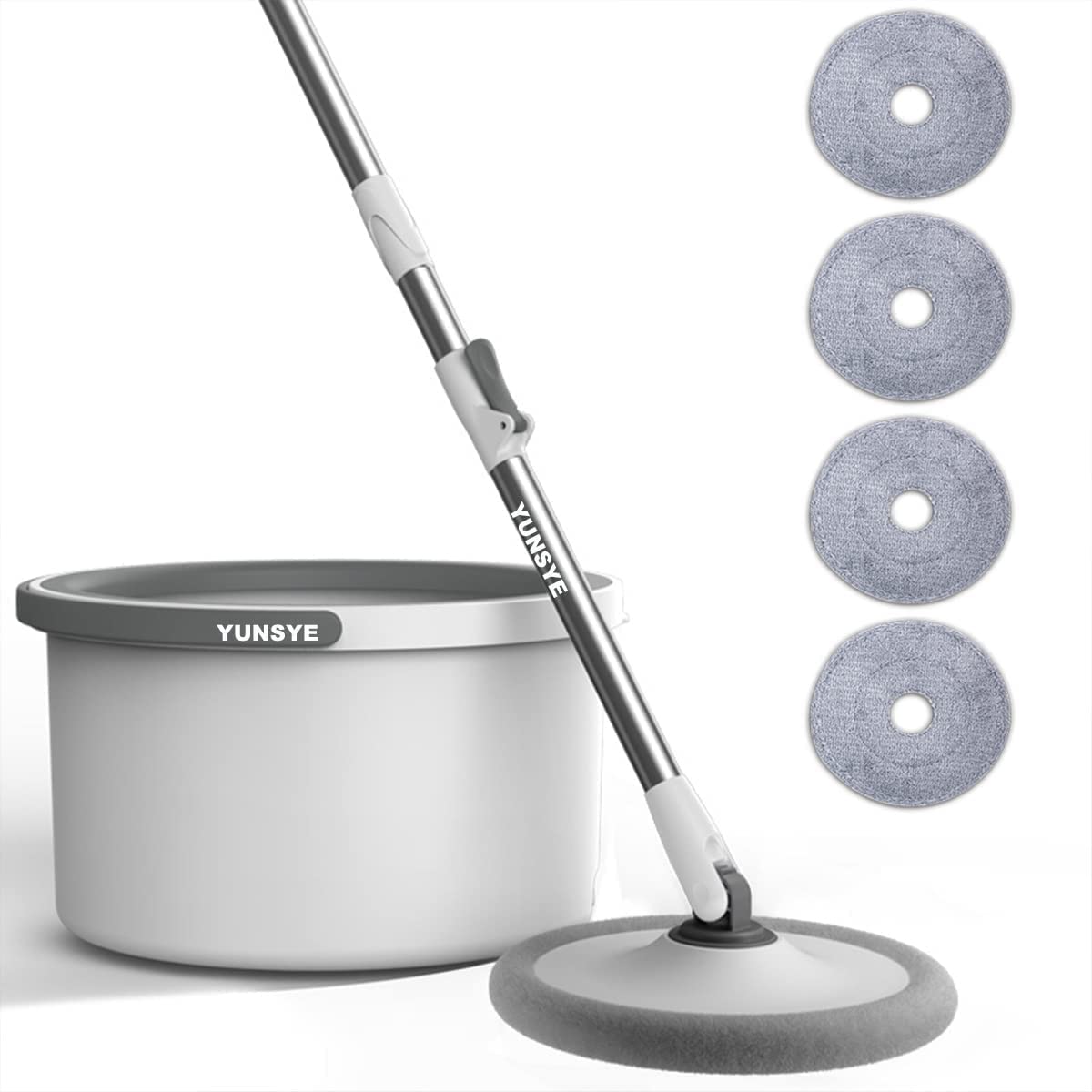 Cleaning Mop Spin Mop and Bucket Set 360°Flat Mop,Sewage separation mop，with Water Filtration Spinner - Dry Wet Self Wringing，for Wood, Hardwood, Laminate, Tile (White)