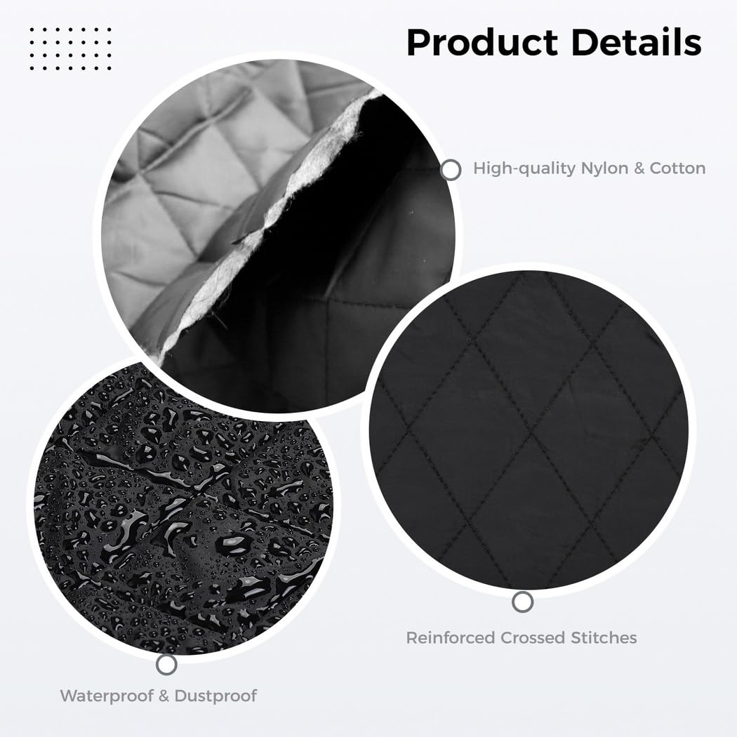 Funda negra para piano de cola, algodón suave y protector de nailon, 62 x 60 pulgadas, para protección contra el polvo y la humedad
