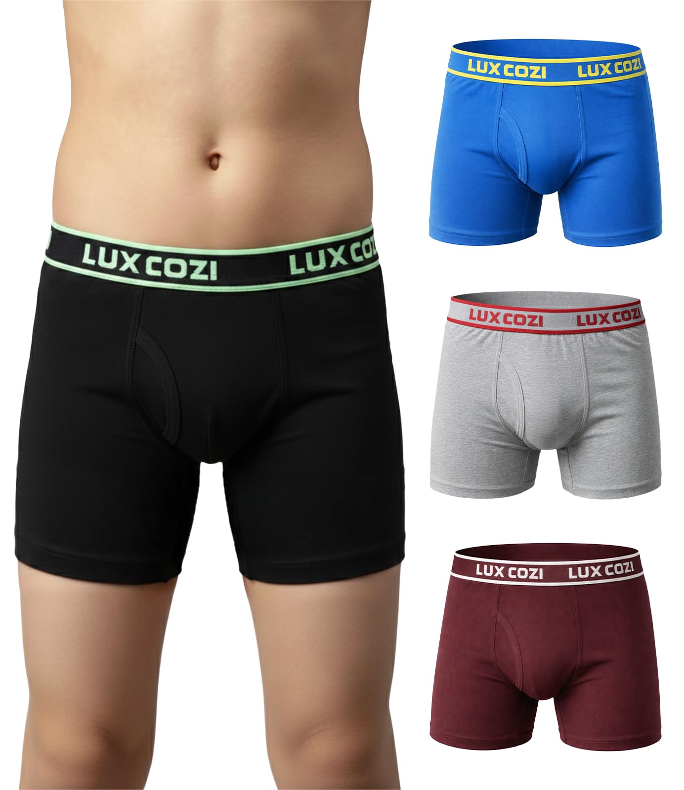 lux cozi Boy's Super Combed Cotton Outer Elastic Solid Trunk with Ultra Soft Waistband | Colors May Vary |-picture-36