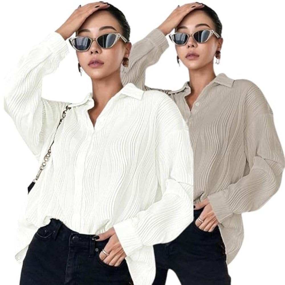 Leriya Fashion Camisa de mujer de gran tamaño | Camisa de mujer elegante Western | Camisa larga para mujer