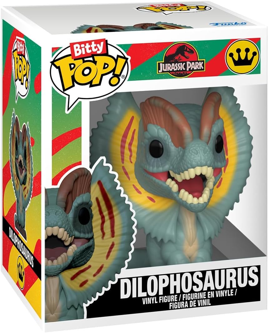 Funko Bitty Pop! Jurassic Park: Mr. DNA, Dilophosaurus Fossil, Dennis Nedry, and Dilophosaurus, with a 1 in 6 Chance for a Surprise Figure - 0.9 Inch (2.2 Cm) Collectable - Gift Idea - Cake Topper