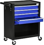 DURHAND 4-Drawer Tool Chest with 4 Wheels, Rolling Tool Box and Storage Cabinet, Portable Tool Organizer for Garage, Factory and Workshop, Blue