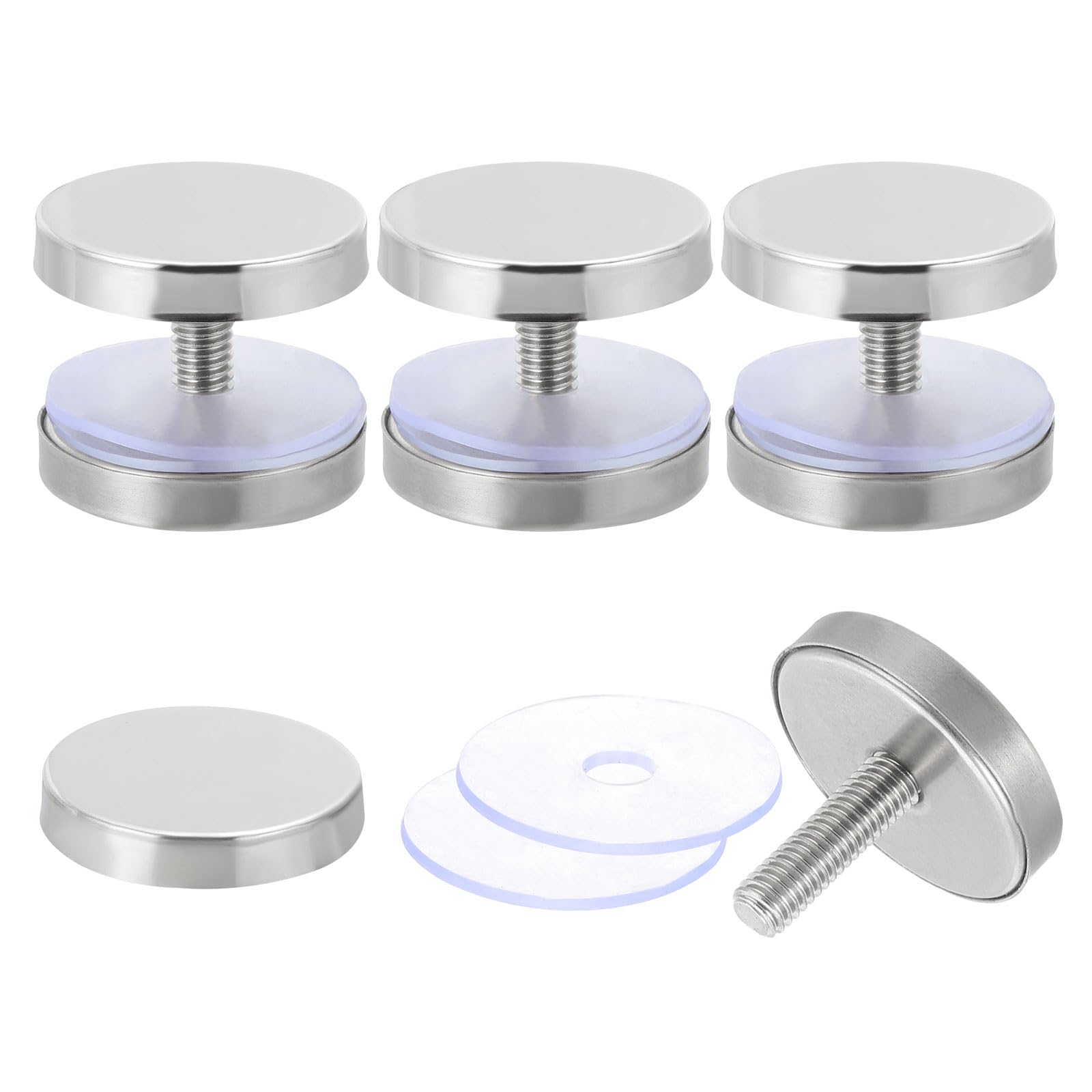 sourcing map 4 Pcs Sign Standoff Screws, 1.2"x1" Stainless Steel Standoff Nail Advertising Glass Nail for Acrylic Frame Advertising Board Connect and Fix, Glossy Silver