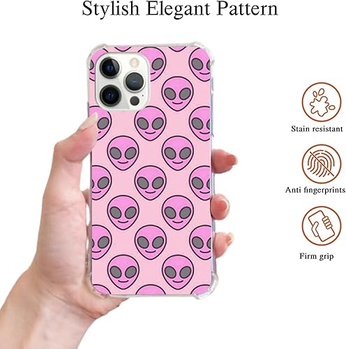 Miniatura 2 de Pink Aliens - Funda compatible con iPhone 12 Pro Max, bonita funda para teléfono aliens para niñas, mujeres y hombres, funda única de TPU suave