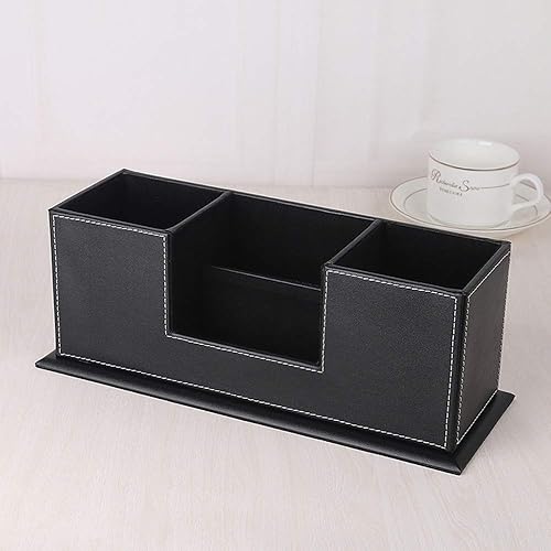 Miniatura 10 de Elegantes soportes y organizadores de cuero sintético para bolígrafoslápices para escritorio, hermoso organizador multifunción de papelería, soporte
