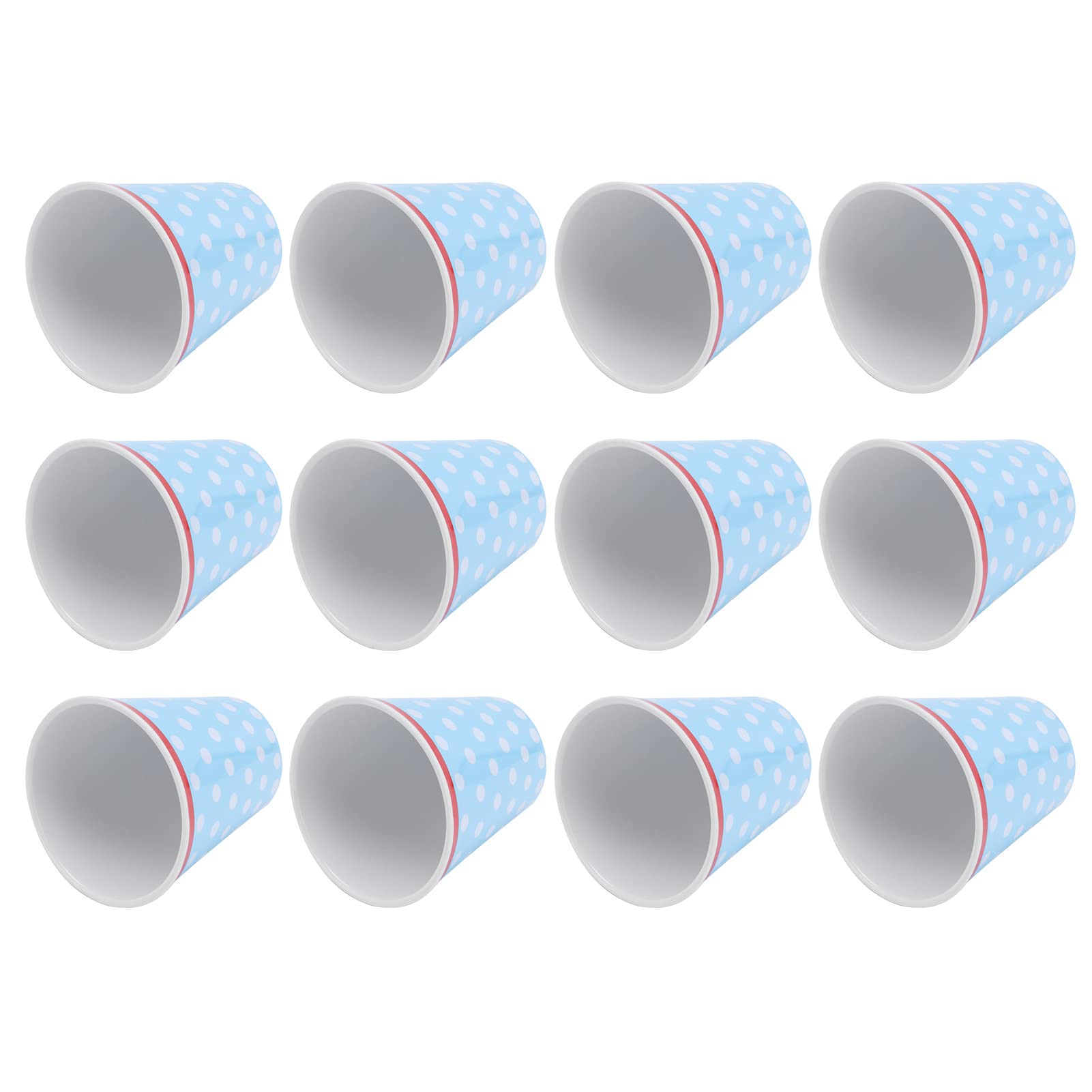 Taza con Patrón de Puntos Azul Claro de Melamina de para Regalo Escolar de Restaurante, Paquete de 12