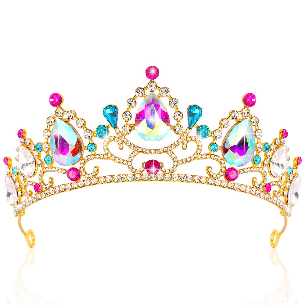 TODDER Princess Crown, Green Tiana Crowns Queen Princess Tiaras for Women Girls Hair Accessories for Birthday Party Cosplay Wedding Prom Halloween