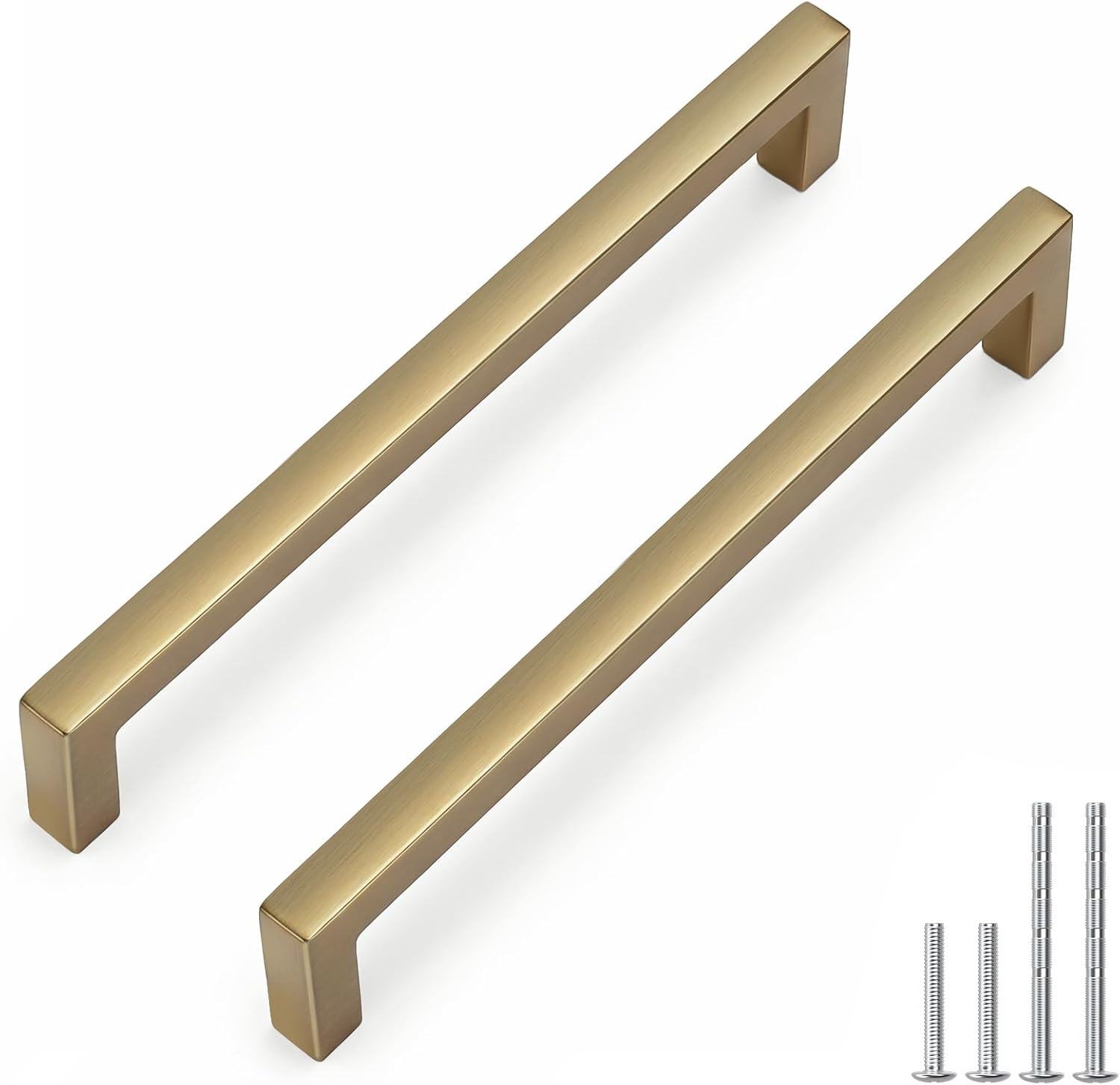Goldenwarm 10 Pack 6-1/4 Inch Solid Cabinet Handles Champagne Bronze Cabinet Pulls Kitchen Drawer Handles Slim Square Bar Drawer Pulls Zinc Alloy Champagne Dresser Hardware for Cupboard Bedroom