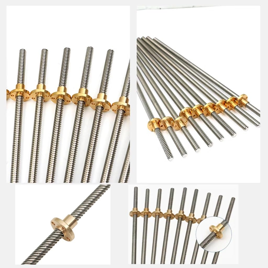 Tige filetée, vis trapézoïdale, vis mère T8 for imprimante 3D, pas de 10 mm, 12 mm, 14 mm, longueur 2 mm, 100 mm à 800 mm, tige trapézoïdale en acier inoxydable avec écrou en laiton, 1 pièce(Lead 10mm