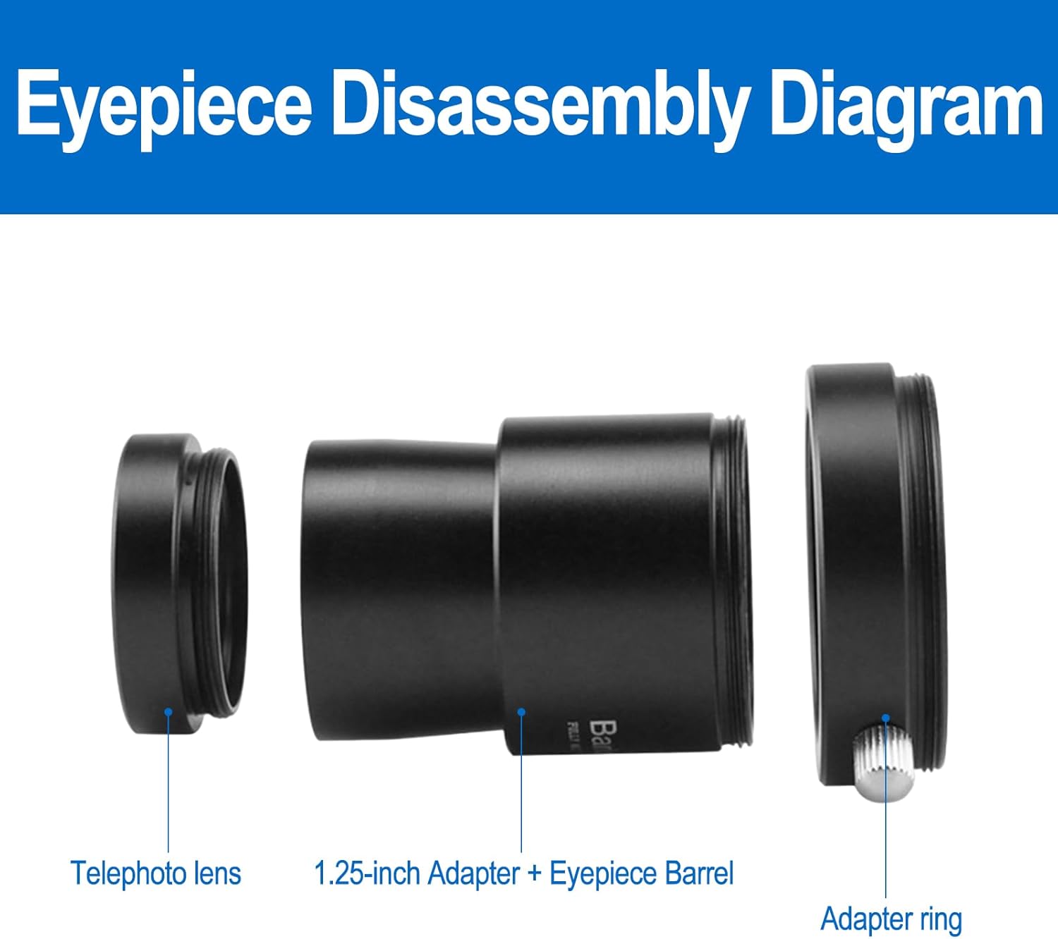 1.25inch Astronomical Telescope Barlow Lenses Kit, 2X-3X-5X Magnifier, Metal Multi-Coated Broadband Green Film Barlow Lens for Astronomy Eyepiece