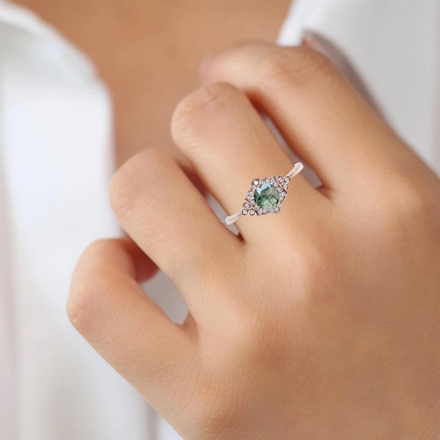 1CT Round Gemstone 10K 14K 18K Gold Engagement Rings for Women Birthstone Wedding Band for Her for Anniversary Valentine's Day Size 4-12 Free Engrave