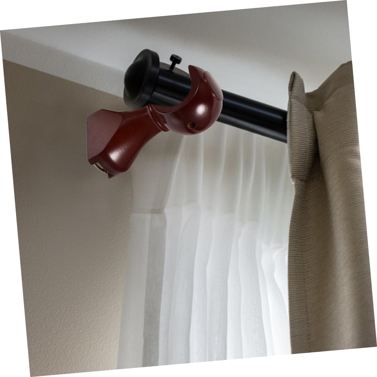 4pcs Wooden Curtain Rod Brackets Solid Wood Support for Heavy Drapes Stylish Dark Red Roman Pole Holders Easy to Install Curtain Rod Accessories for Home Decor