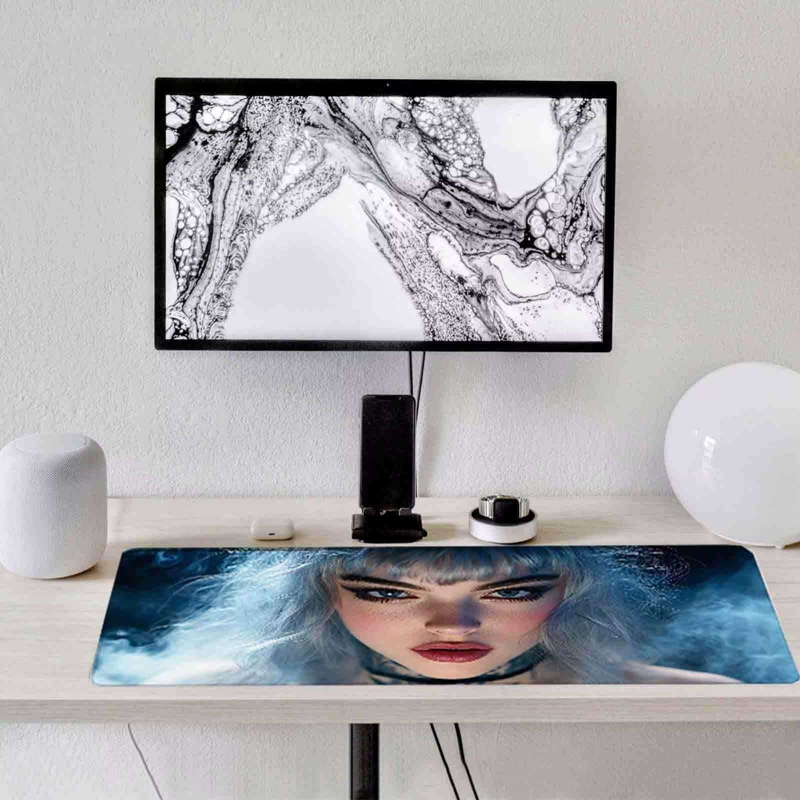 Szara podkładka pod mysz damska XXL 1000 x 500 mm podkładka pod mysz z przeszytymi krawędziami i gumową podstawą antypoślizgowa podkładka pod mysz XXL do gier, laptopa, akcesoria biurowe c2343
