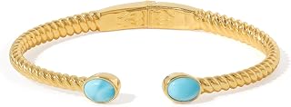 Larimar Twisted Temptation Cuff Bangle 14K Gold Plated Over 925 Silver Bracelet Jewelry