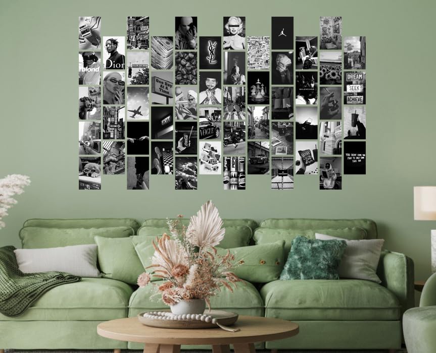 Image of Pack of 54 Black & White Wall Collage Kit Posters - 4 x 6 Inches Wall Decor Poster - Wall Art For Bedroom, Living room, Office - 1 Tissue Tape