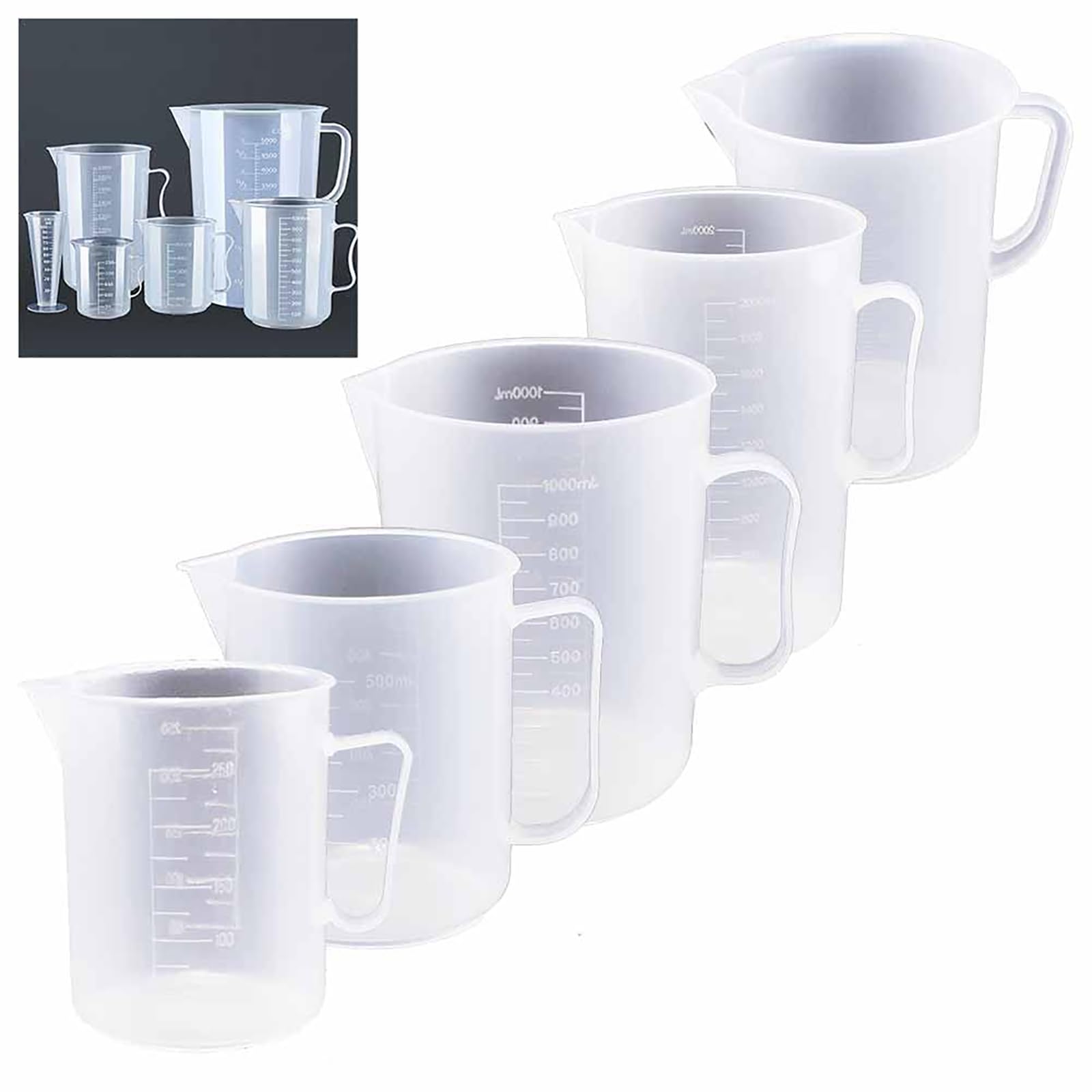 Misurini per Liquidi (250-5000 Ml), con Manico, Forte Flessibilità/Non Facile da Rompere, Misurazioni Accurate/Scala Chiara, per La Misurazione,5000ml