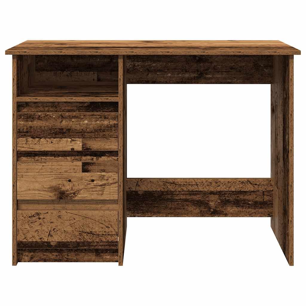 Mesa de ordenador con aspecto de madera envejecida, 102 x 50 x 75 cm, material de madera, resistente y fácil de limpiar, amplia superficie de trabajo para casa, oficina, juegos, oficina
