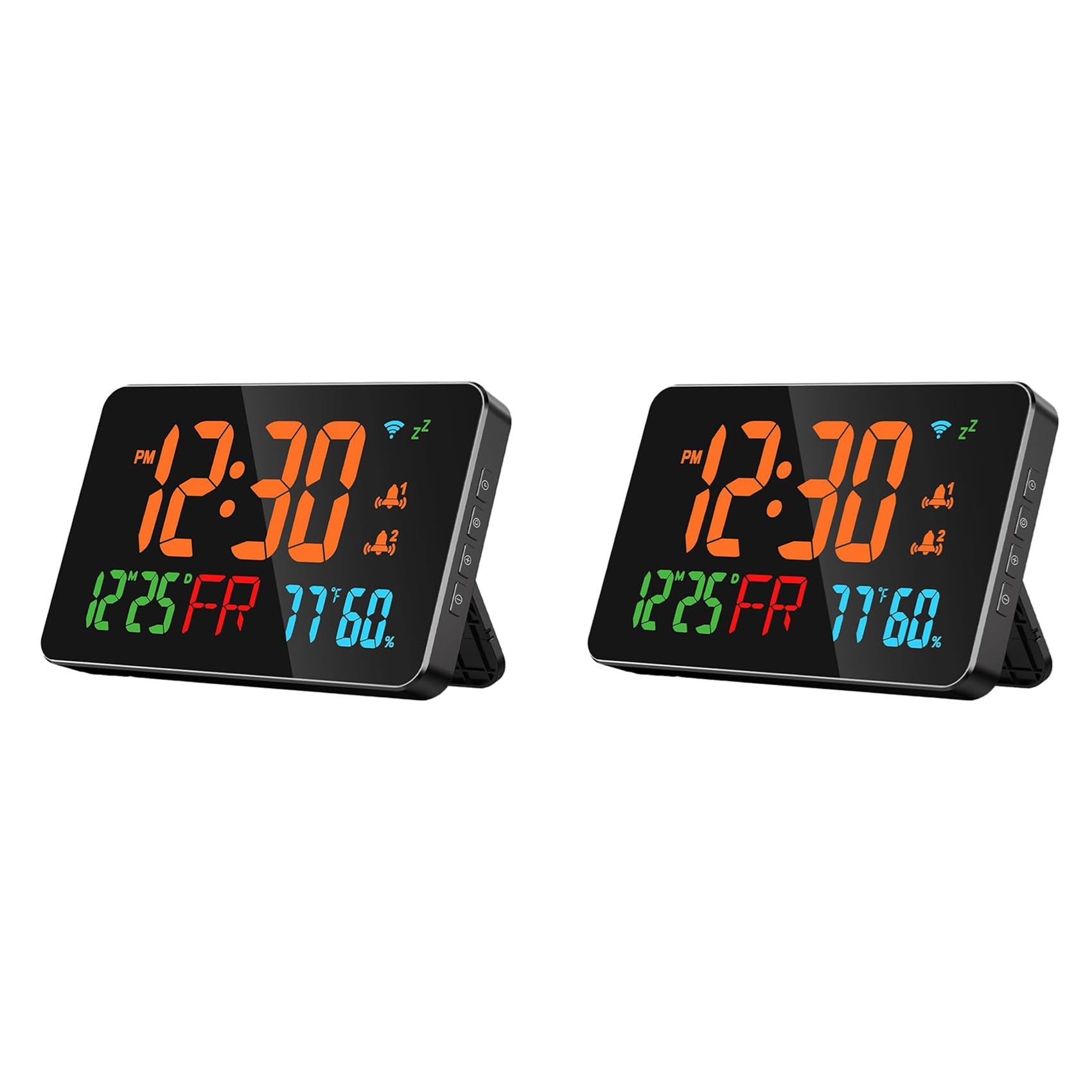Réveil Numérique Température Humidité Horloge WiFi Grands Caractères Semaine B Lot de 2