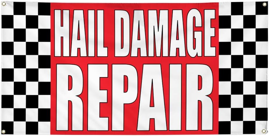 Vinyl Banner Multiple Sizes Hail Damage Repair Advertising Printing A Automotive Outdoor Weatherproof Industrial Yard Signs Red 4 Grommets 16x40Inches