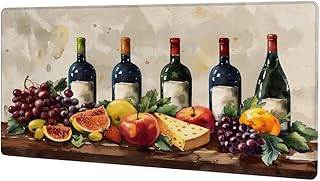 Fruit Grape Wine Cheese Large Mouse Pad Gaming Mousepad Desk Mat for Desktop Computer Keyboard Waterproof Mouse Mat Desk Pad with Non-Slip Base for Game School Office Home 31.5" x 11.8"