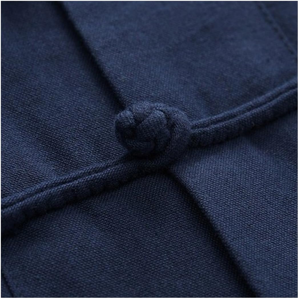 ZHOUXIAO Puro Cotone Tai Chi Uniforme Uomo Kung Fu Abbigliamento Manica Lunga Abiti Tradizionali Cinesi, Abbigliamento da Sizetang Ampi Giacche di Pantaloni Hanfu Giacche Mar Black-L
