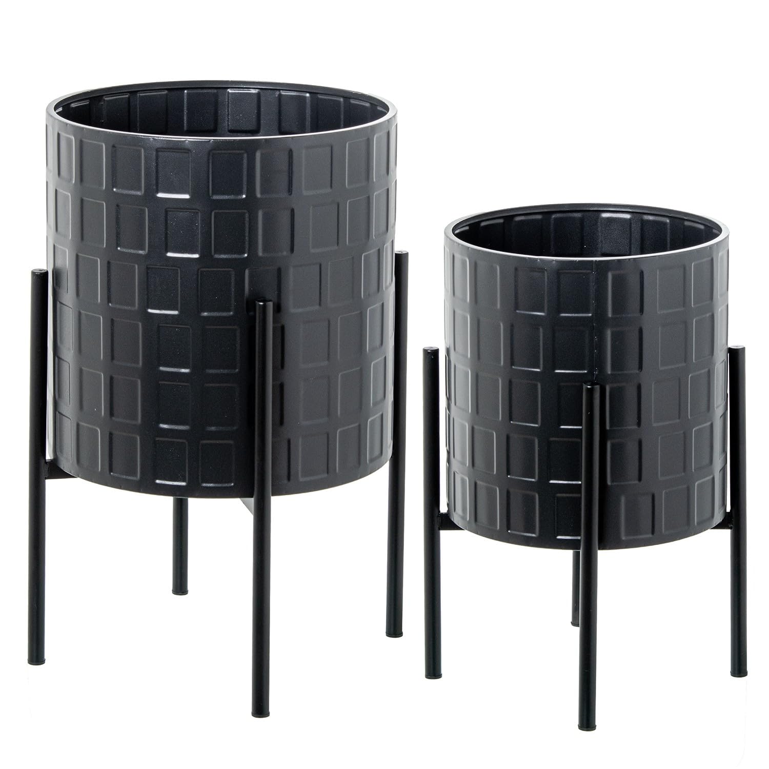 Pots avec pieds métalliques DRW 36x36x59 cm de style industriel pour plantes vertes