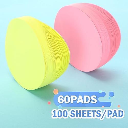 Miniatura 5 de Paquete de 60 notas adhesivas de forma redonda de 3 x 3 pulgadas, almohadillas autoadhesivas fáciles de publicar para el hogar, oficina, negocios