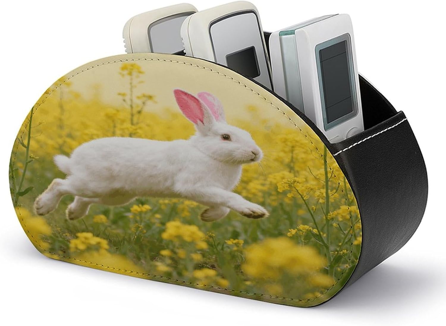 Rabbit in Flowers Remote Control Holder with 5 Compartments