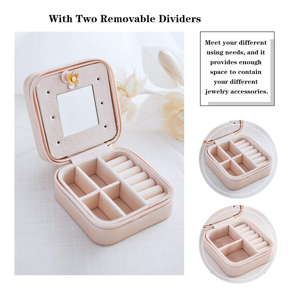 Joyero portátil de viaje, pequeño estuche de almacenamiento para anillos, aretes, collares, diseño compacto para un fácil transporte, ideal para viajes y uso diario