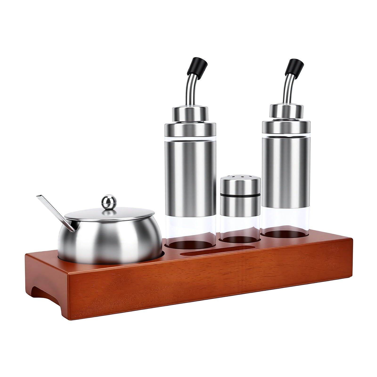 Set di Saliera e Pepiera in Acciaio Inossidabile con Base in