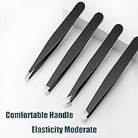 Vista 5 de [4+1 piezas] Juego de pinzas con estuche de viaje, pinzas de aleación antioxidante profesionales de gran precisión para mujeres y hombres, multiusos