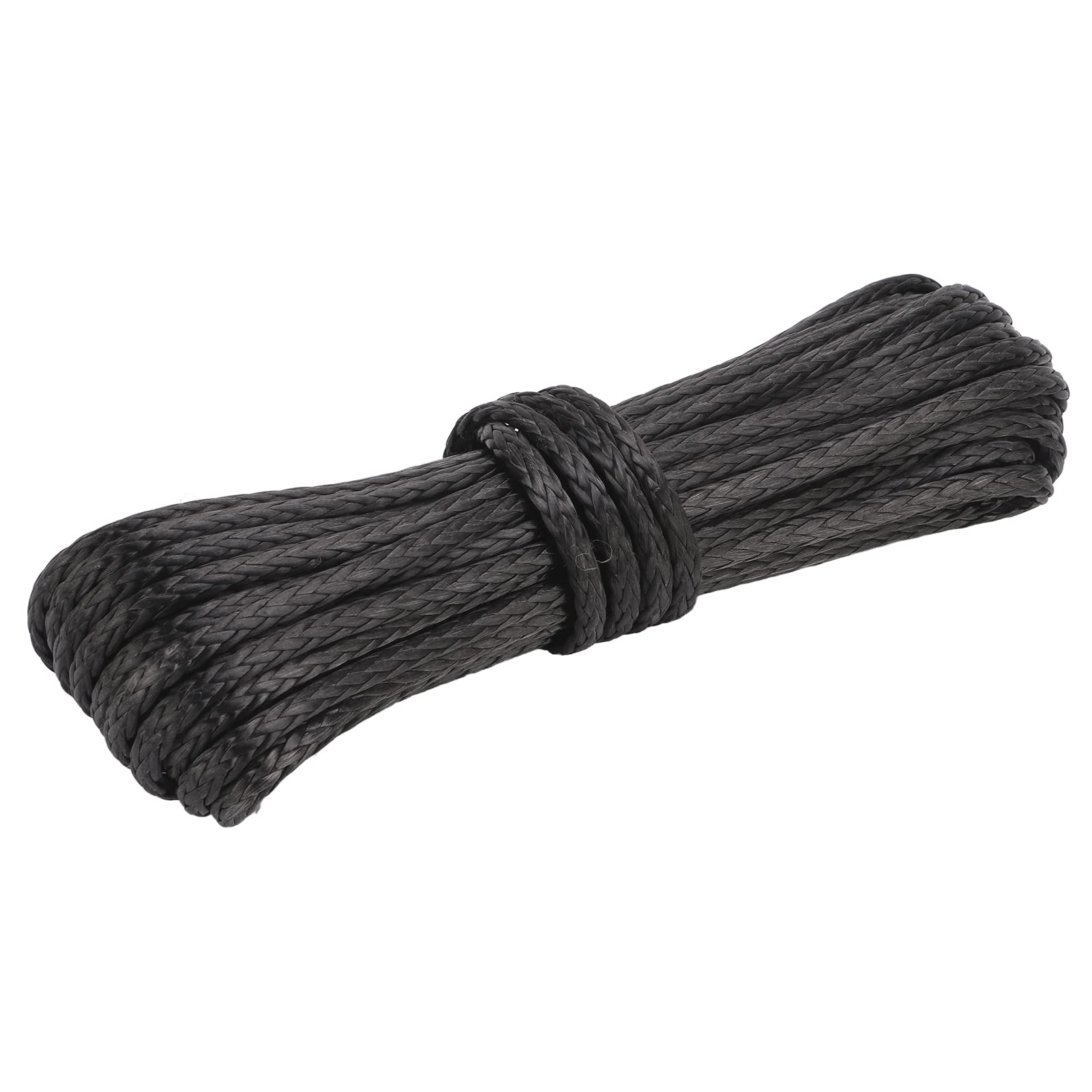 Tbest Remolques Winch Cuerda 15M 50ft Nylon Negro Desgaste Resistente Sintética para SUV Camión ATV UTV Reemplazo Cable Alambres