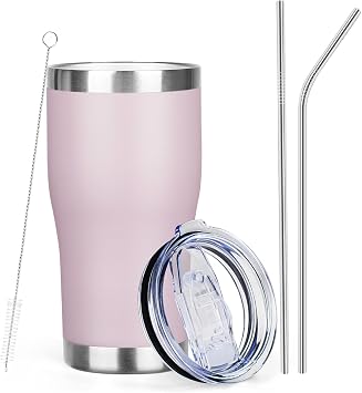 MEZMUT 1 Pack 20oz Insulated Coffee Tumbler with Lid and Straw Double Wall Vacuum Insulated Cup Stainless Steel Travel Mugs Leakproof Powder Coated Tumbler for Indoor OutdoorLavender