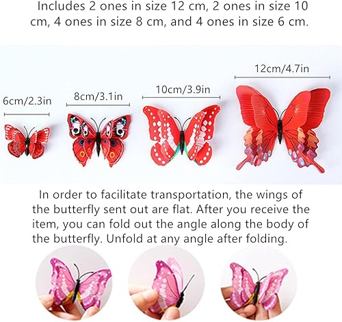 Miniatura 3 de 12 calcomanías de pared de mariposa 3D, calcomanías de pared removibles, calcomanías de mariposas para decoración del hogar y la habitación,