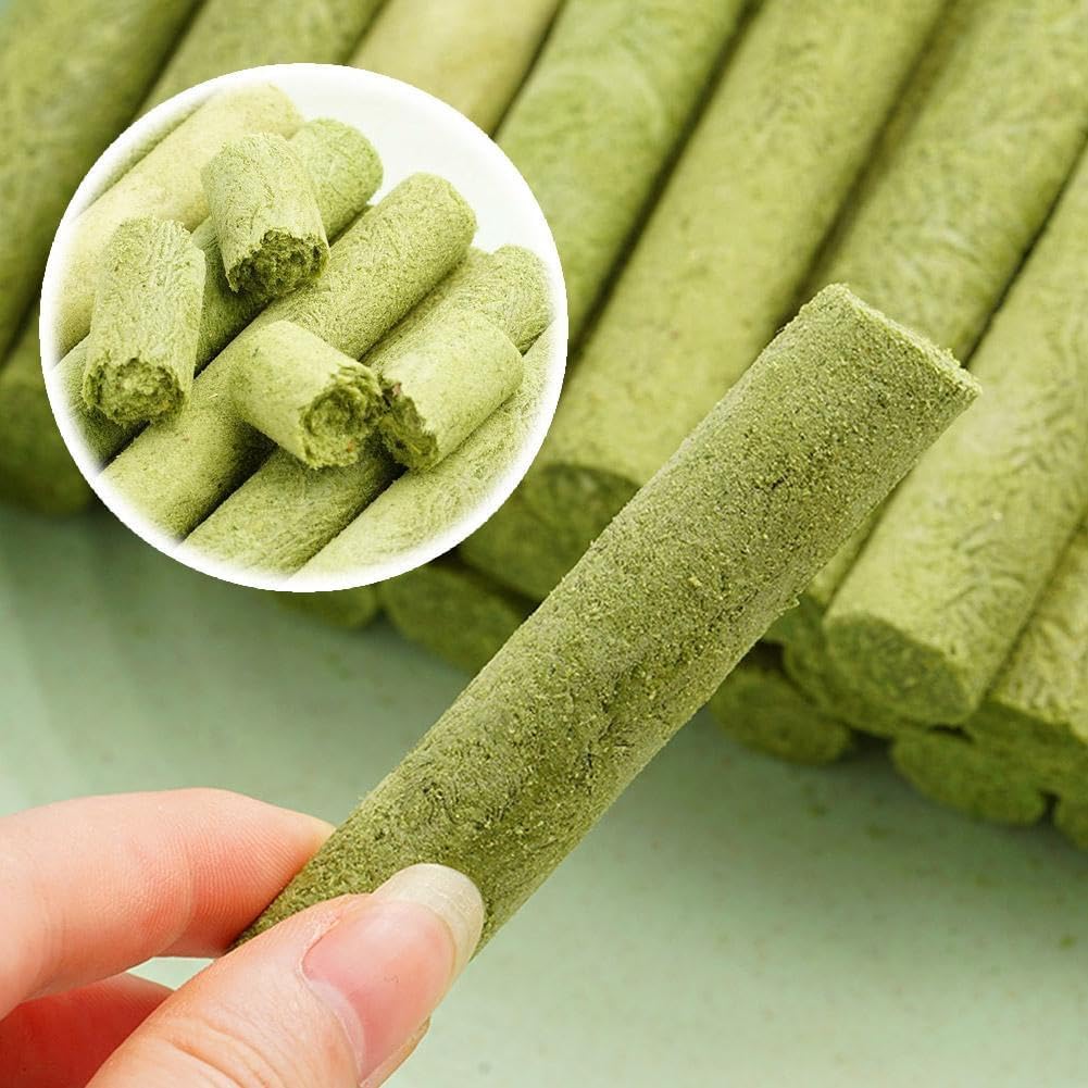 Katzengras-Beißring, Katzengras für Wohnungskatzen, Katzengras-Sticks, natürliche Zahnreinigung und Leckerlis für Wohnungskatzen und Kätzchen zur Appetitanregung und täglichen Zahnpflege (80Pcs)