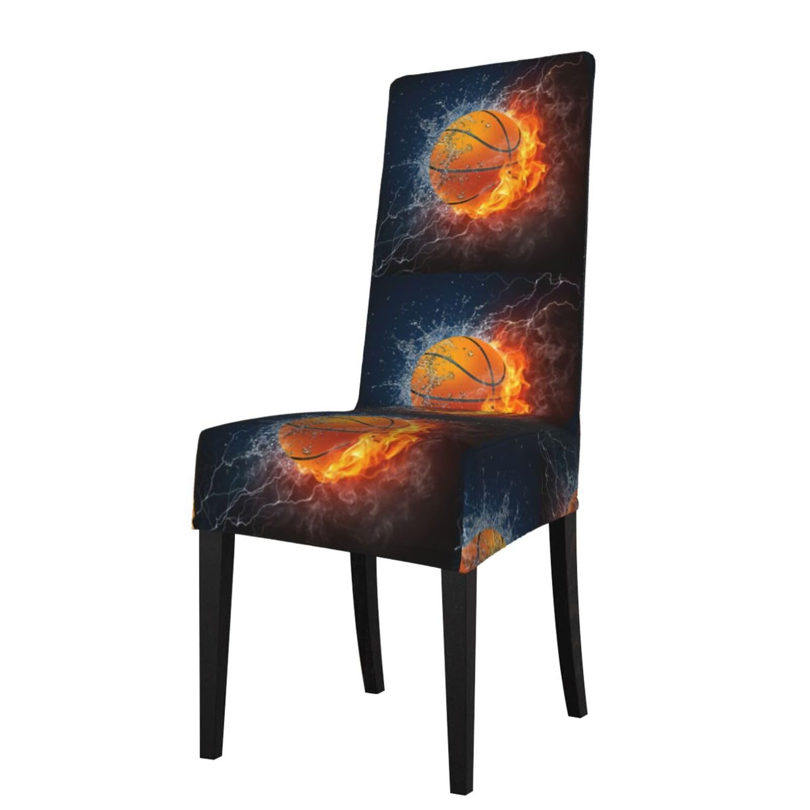 LKYMOH Basketball In Water And Fire, Chair Covers Stretch Chair Slipcovers for Dining Room, for Party Pet Protection Universal Fit Soft Polyester