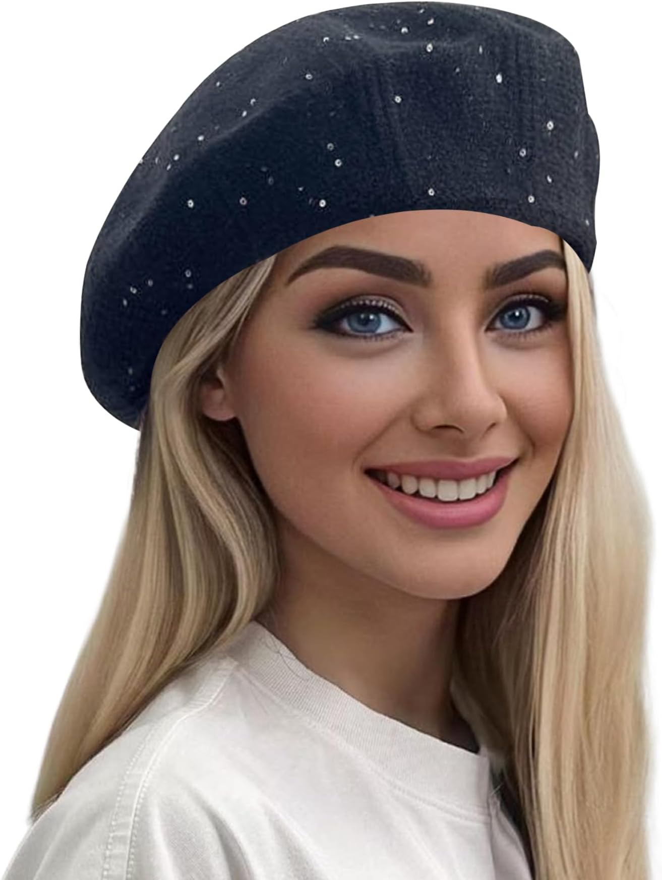 LanzomClassic Knitted Berets for Women Stylish French Beret Hats for Women Girls Lady Beret Hat