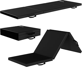 Fitvids 2'x6'x2" Folding Gymnastics Mat - Portable High-Density Workout Mat for Tumbling, Yoga, Pilates, MMA with Handles