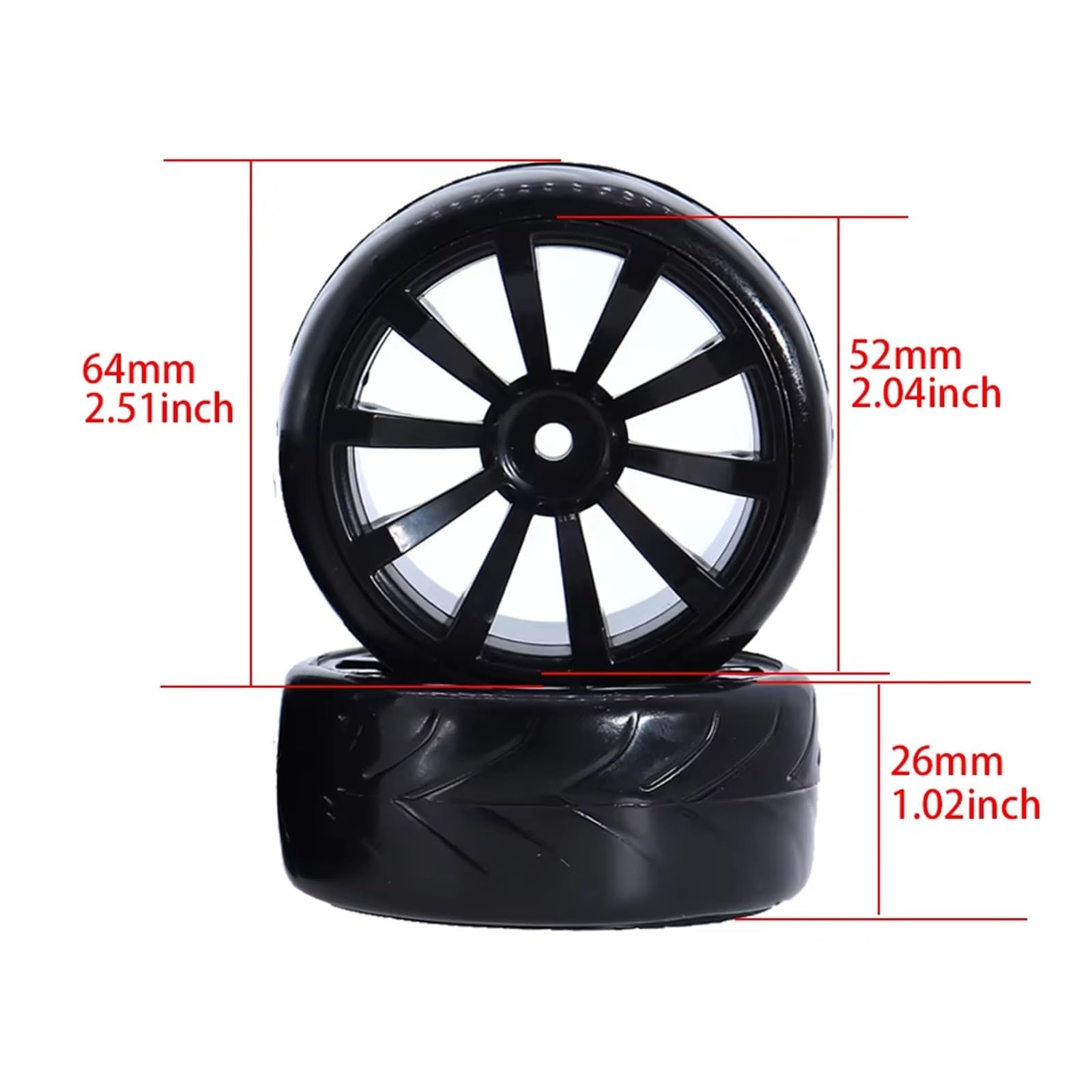 Per HSP Per HPI Per Traxxas Per TRX4 Per SCX10 RC On Road Drifting Touring Car 4PCS 1/10 Drift Pneumatici 60mm V Battistrada Mozzo Ruota 12mm Hex Ruote