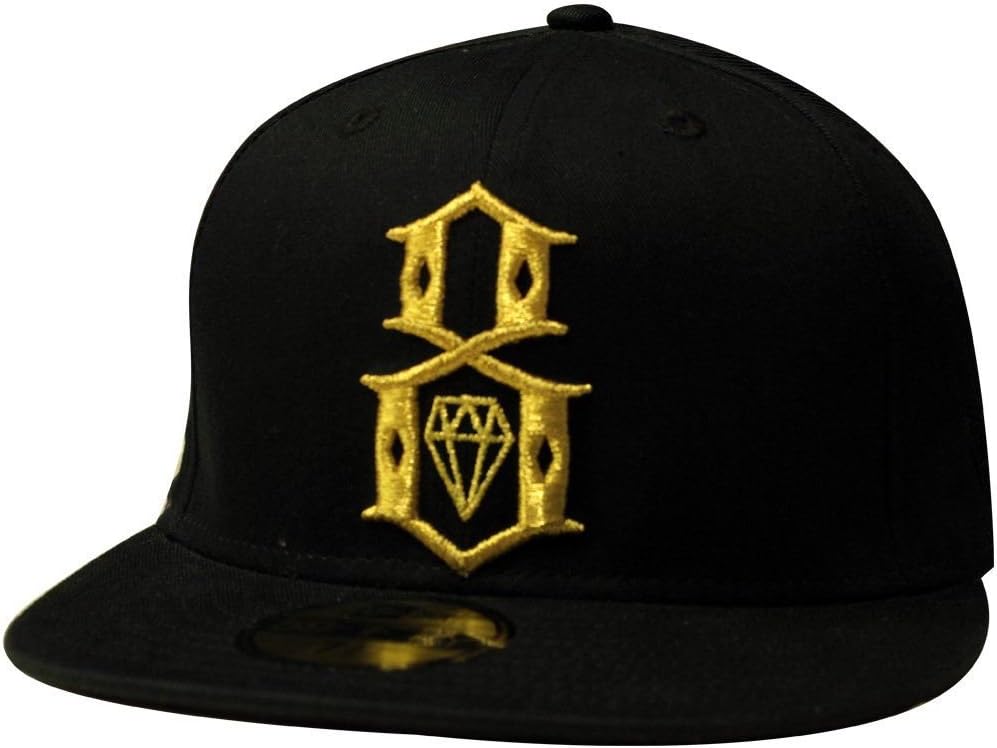 Rebel8 Gold Logo Fitted Baseball Cap - Black