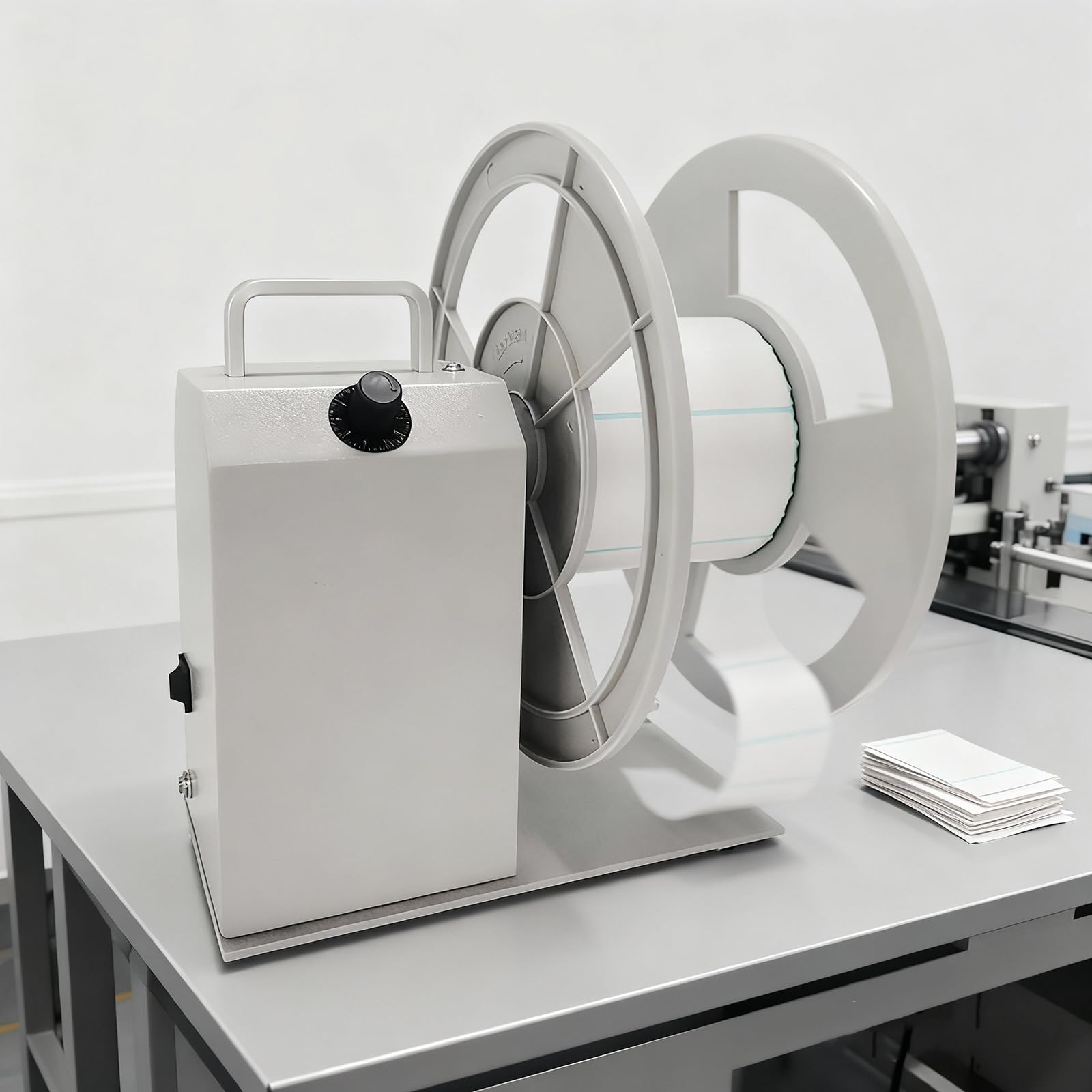 Rebobinadora automática de etiquetas con deflector doble y giro reversible de 120 R