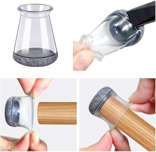 Miniatura 23 de BUMACO 20 protectores de suelo para patas de silla, protectores de patas de silla para suelos de madera dura, almohadillas de silicona para proteger