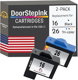 DoorStepInk Remanufactured in The USA Ink Cartridge Replacements for Lexmark 16/26 10N0016 Black 10N0026 Color Combo Pack for X Series X1100 X1110 X1130 Z Series Z13 Z23 Z23e Z24 Compaq IJ650 IJ652