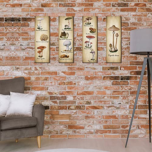 4 Pack Mushroom Wall Decor Vintage Mushroom Wall Art Sign Rustic Wooden Mushroom Kitchen Decor Mushroom Poster Hanging Fungus Aesthetic Art For Bedroom Dining Room Living Room Office (15.7 X 5.2 Inch) #TOP3