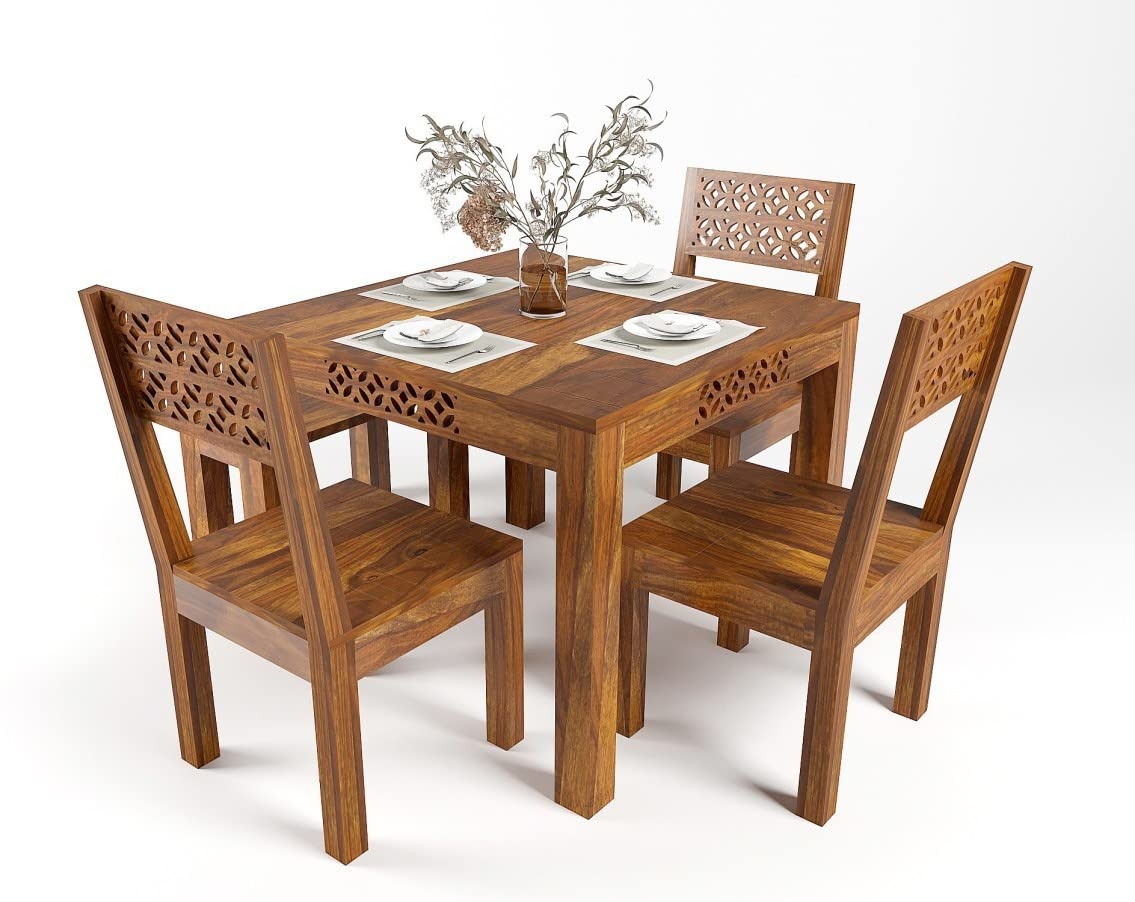 Zivanto Solid Sheesham Wood Dining Table 4 Seater | Four Seater Dinning Table with 3 Chairs & 1 Bench for Home | Rosewood, Honey Finish, Self Assembly Required (B0BCFW8K3F) Amazon Price History, Amazon Price Tracker