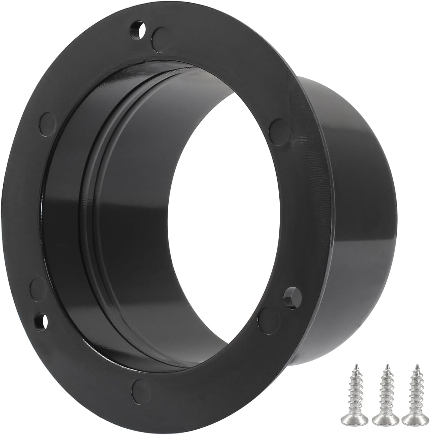 Piutouyar 75mm/3 Inch Duct Connector Flange, Black ABS Plastic Straight Pipe Flanges Duct Ventilation Dryer Vent Connector for Heating Cooling with Mounting Screws