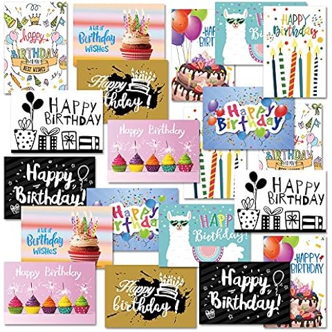 CHRORINE Happy Birthday Cards Assortment Include 20 Cards with 20 Envelopes Cover