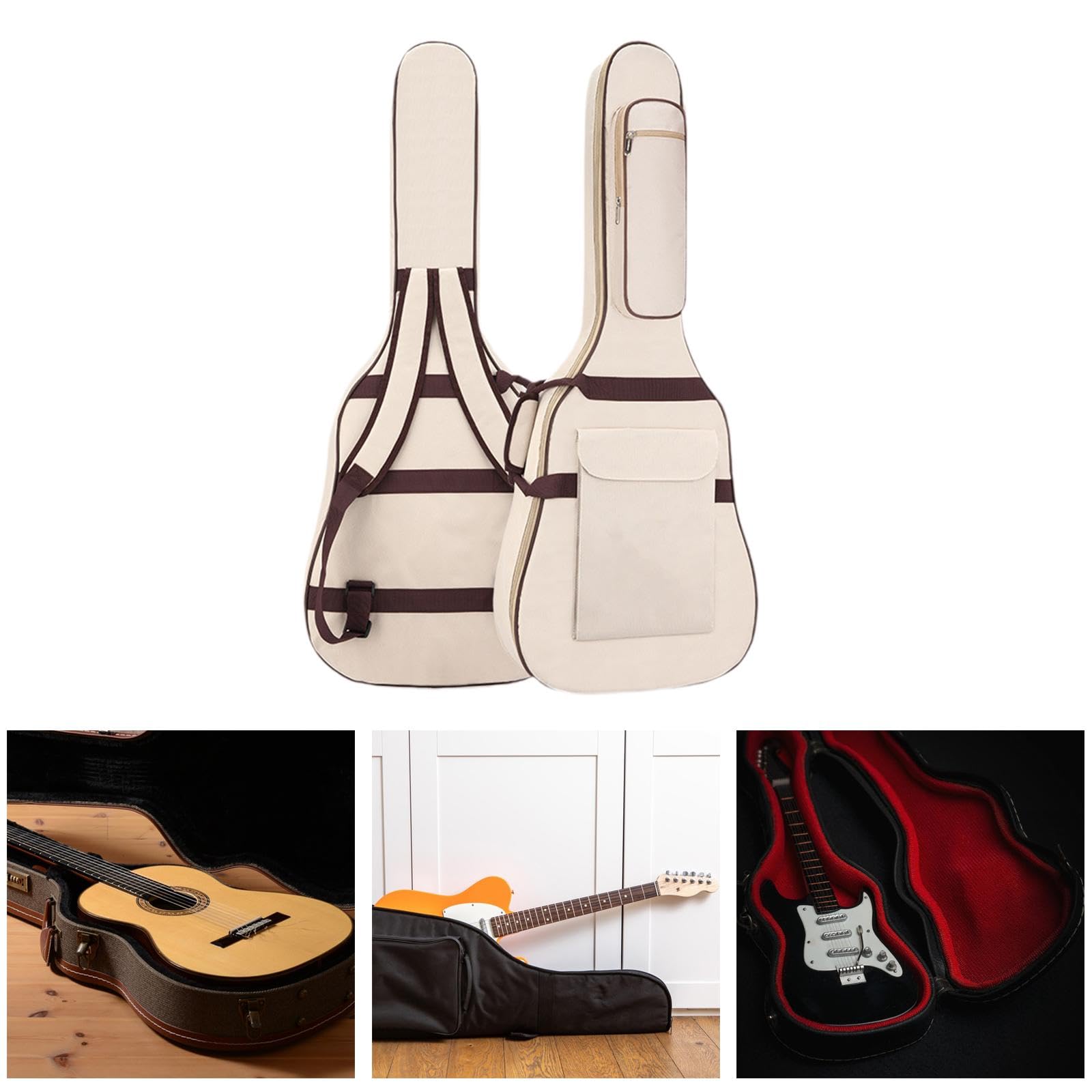 Garende Electric Guitar Carrying Bag for 40-41in Models with Shoulder Strap, Beige
