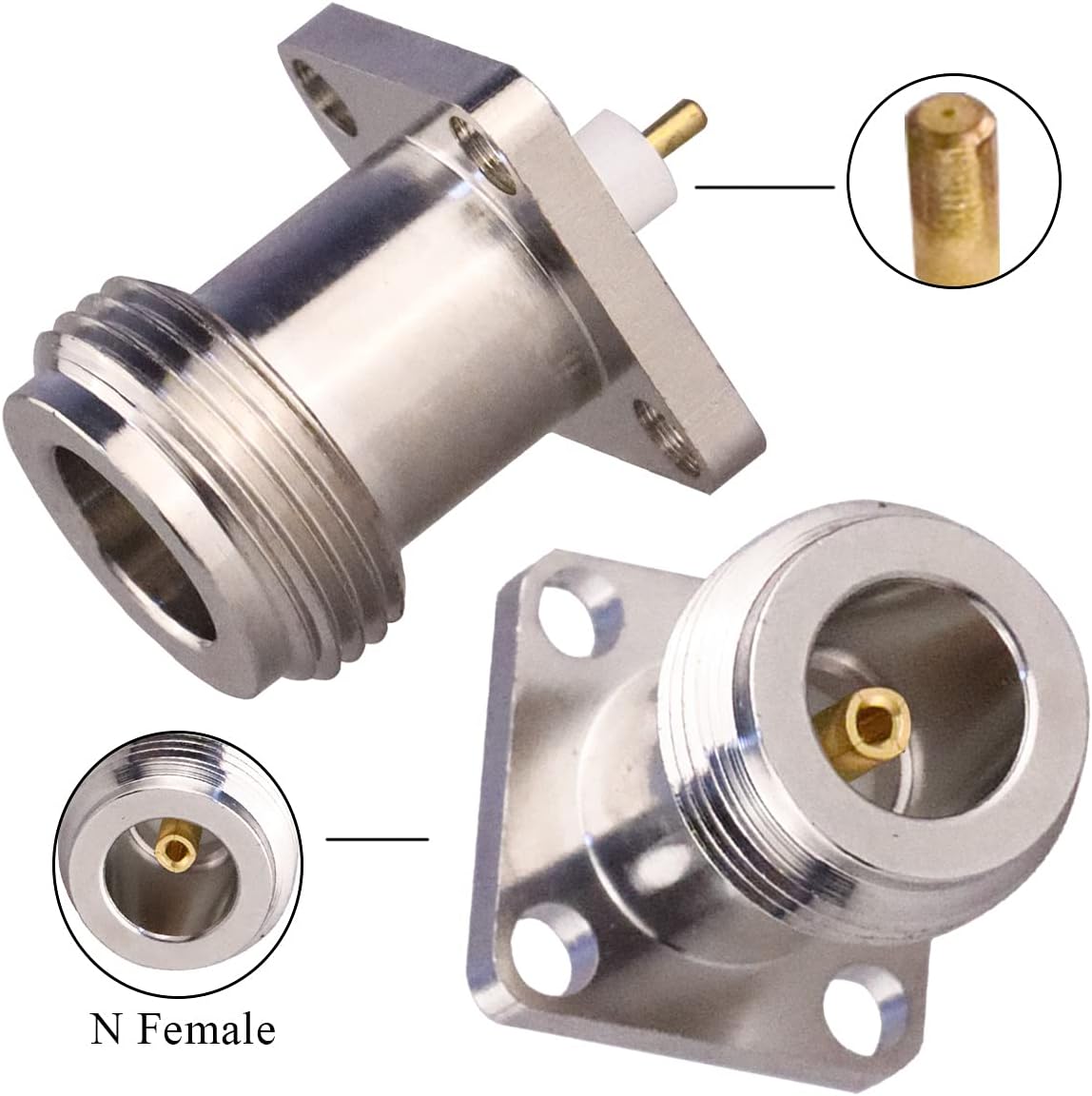 TUOLNK Chassis N Female Jack 4 Hole Panel Mount N Type Coaxial Adapter
